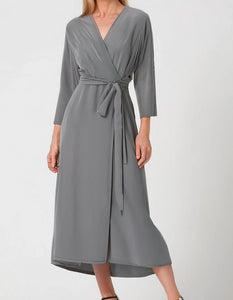 Slate Gray Sophistication Wrap Dress