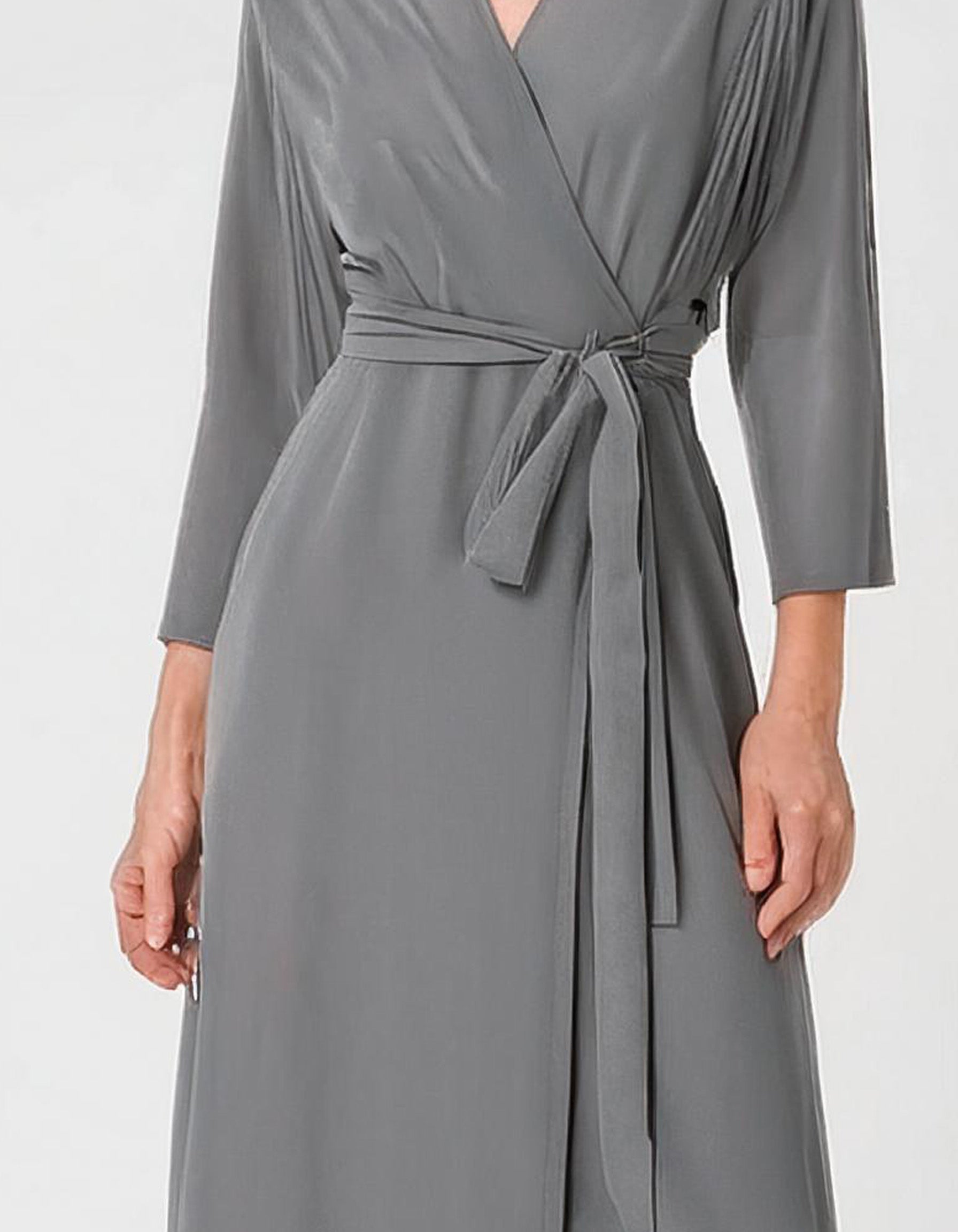 Slate Gray Sophistication Wrap Dress 3