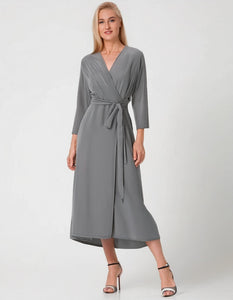 Slate Gray Sophistication Wrap Dress