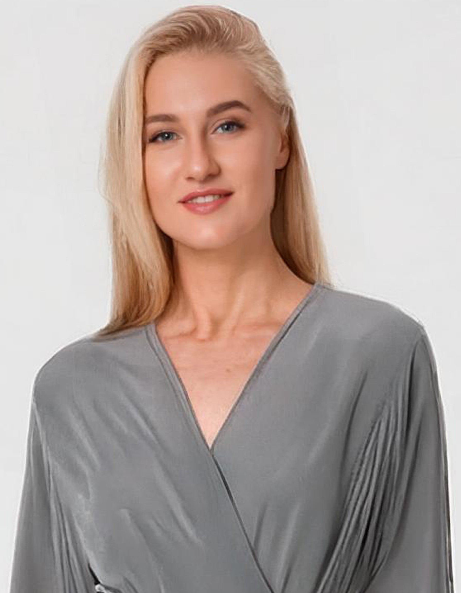 Slate Gray Sophistication Wrap Dress 4