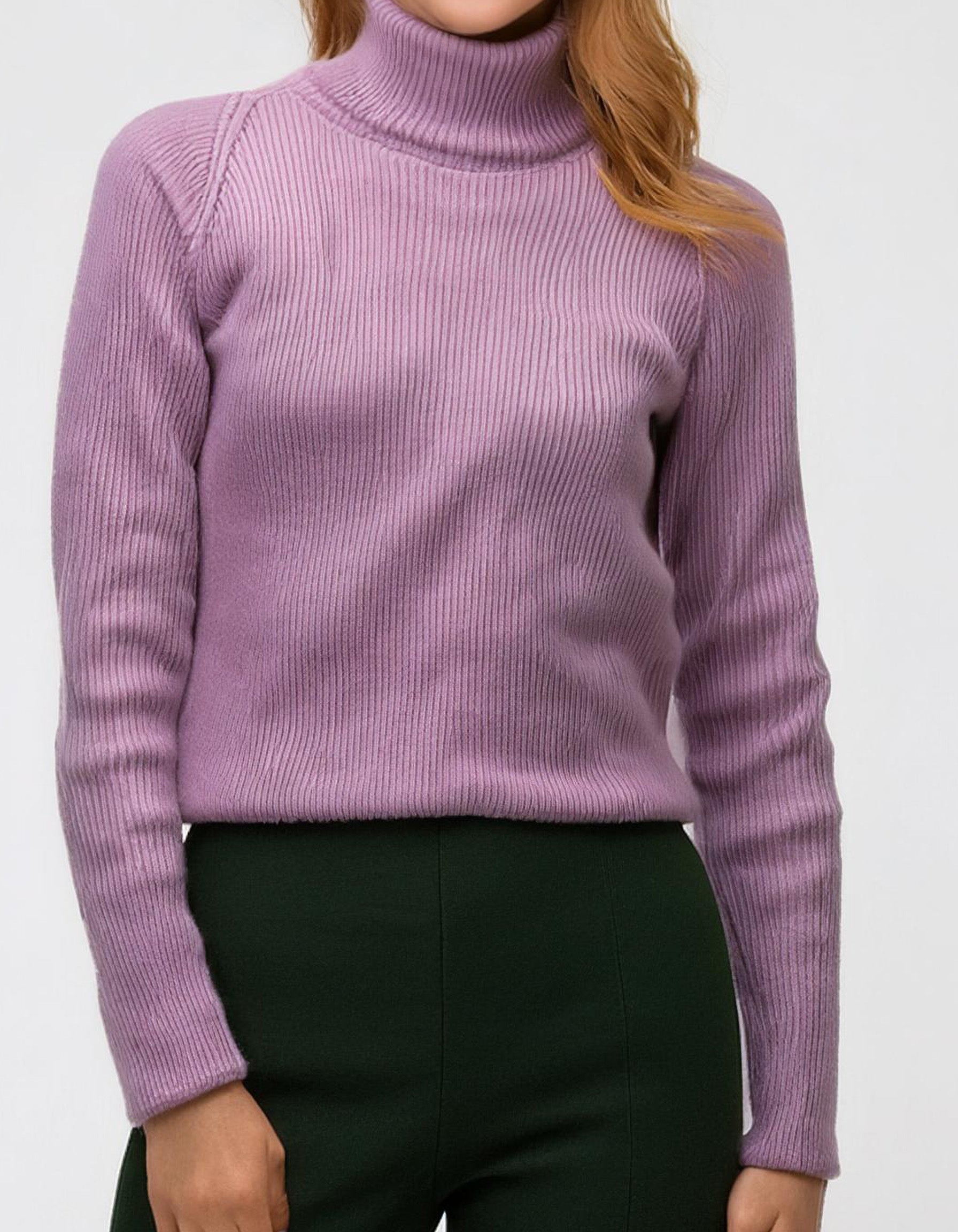 Soft Mauve Knit Turtleneck Pullover 2