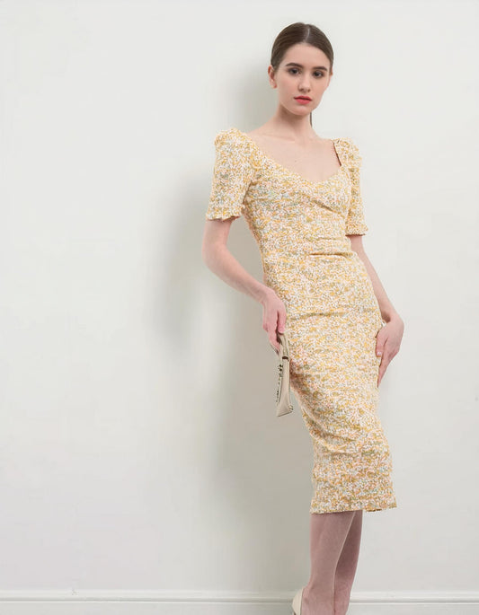 Soft Yellow Summer Midi Dress