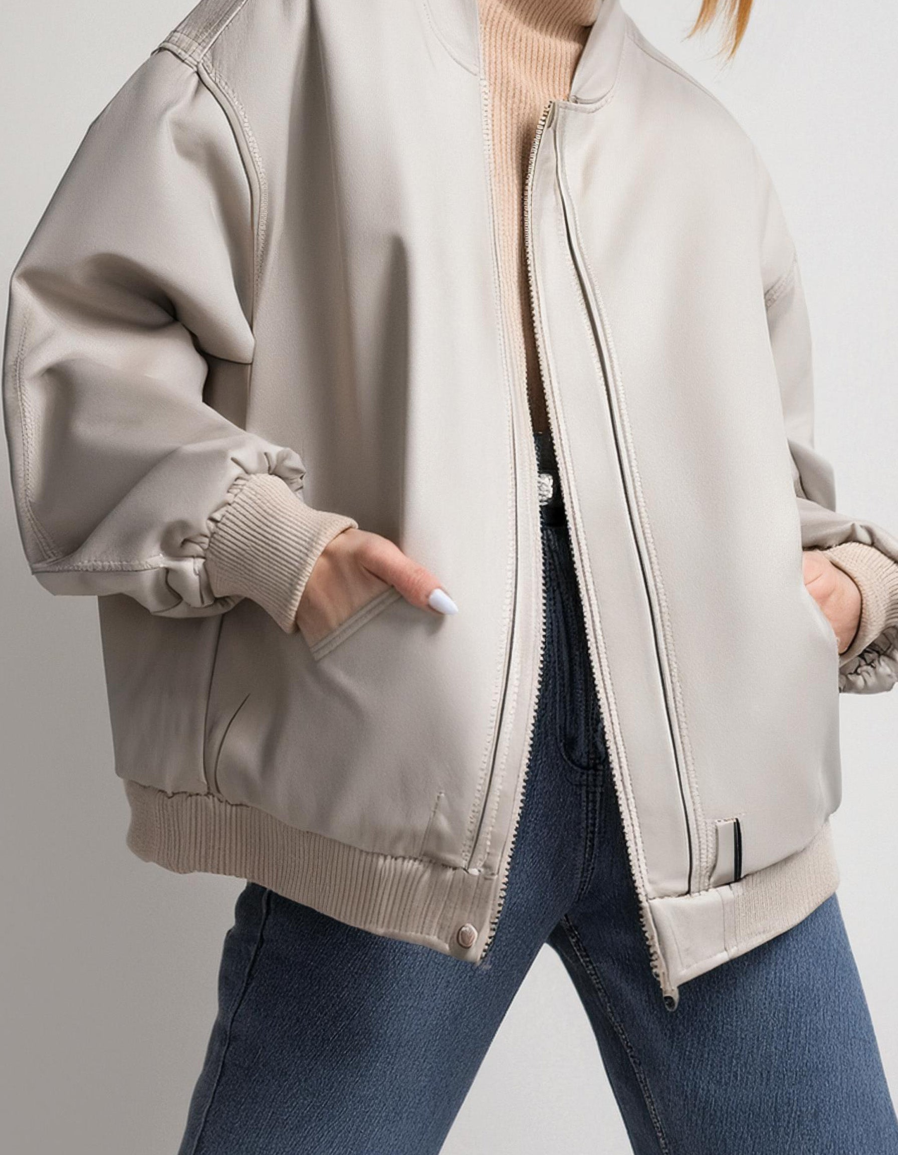 Stone Grey Bomber Jacket 2