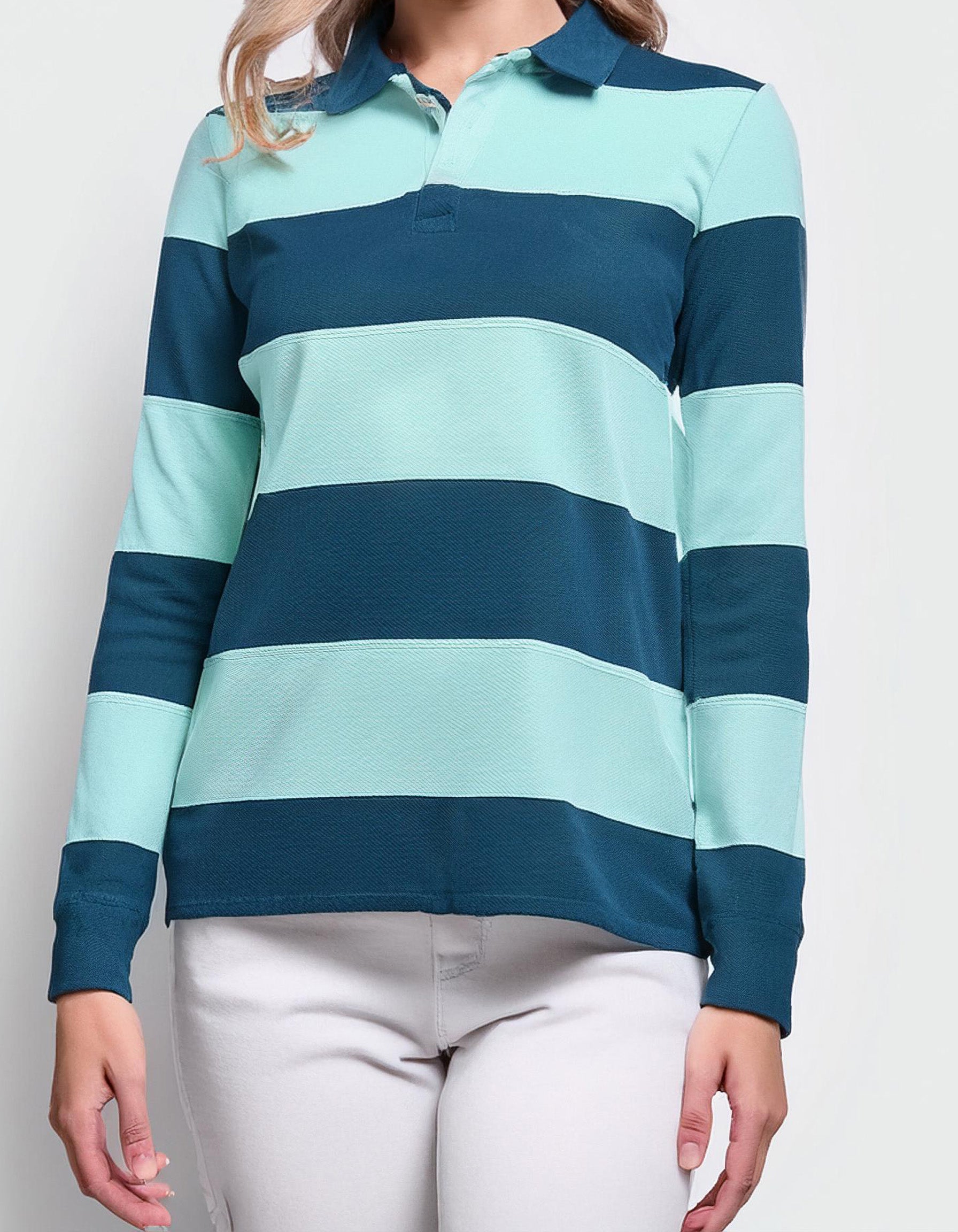 Striped Blue and White Polo Shirt 2