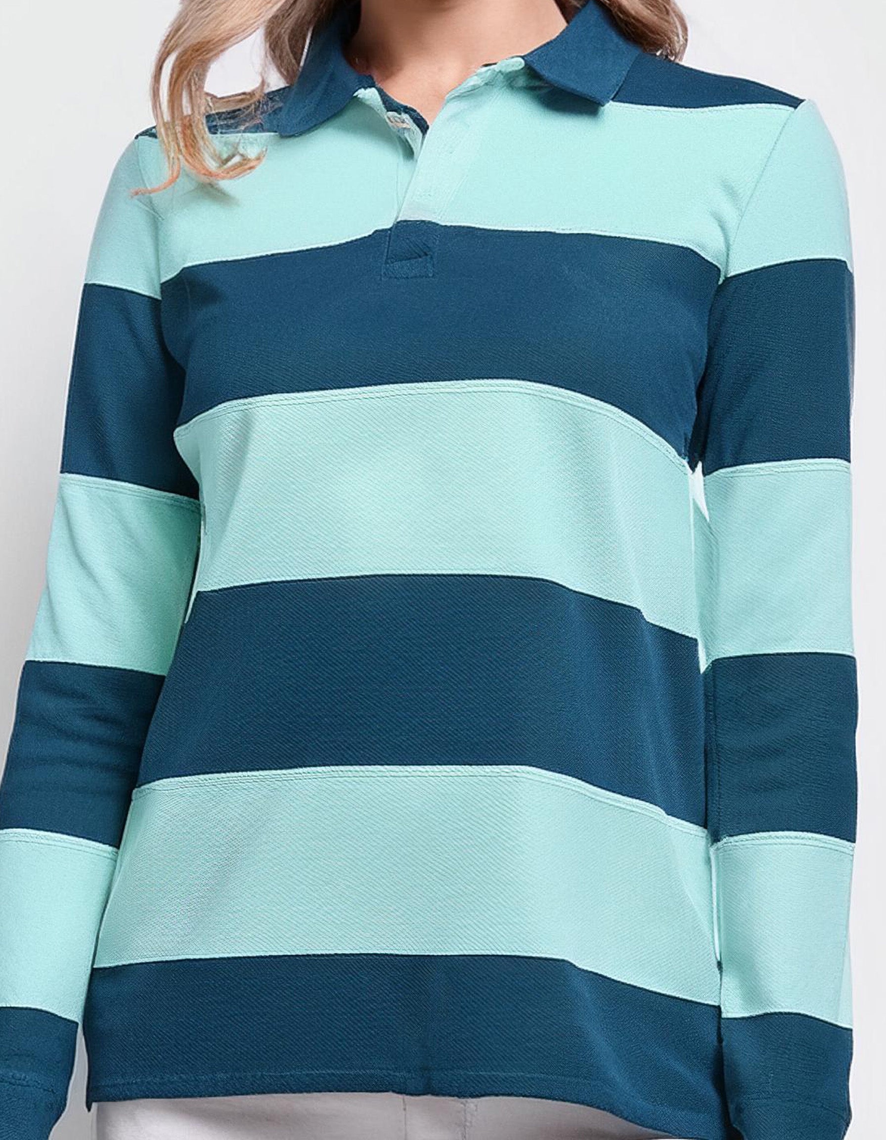 Striped Blue and White Polo Shirt 3
