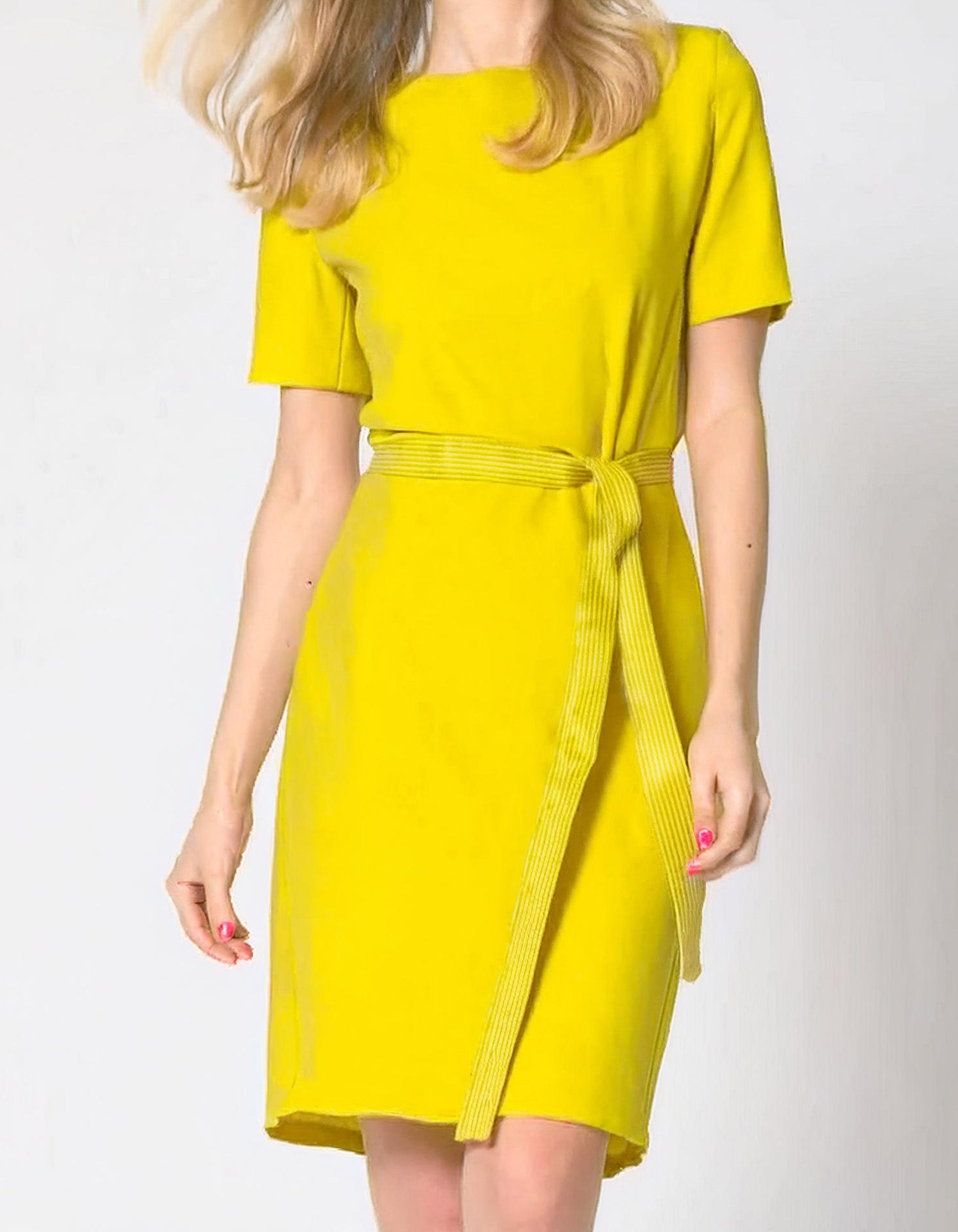 Sunshine Yellow Midi Wrap Dress 2