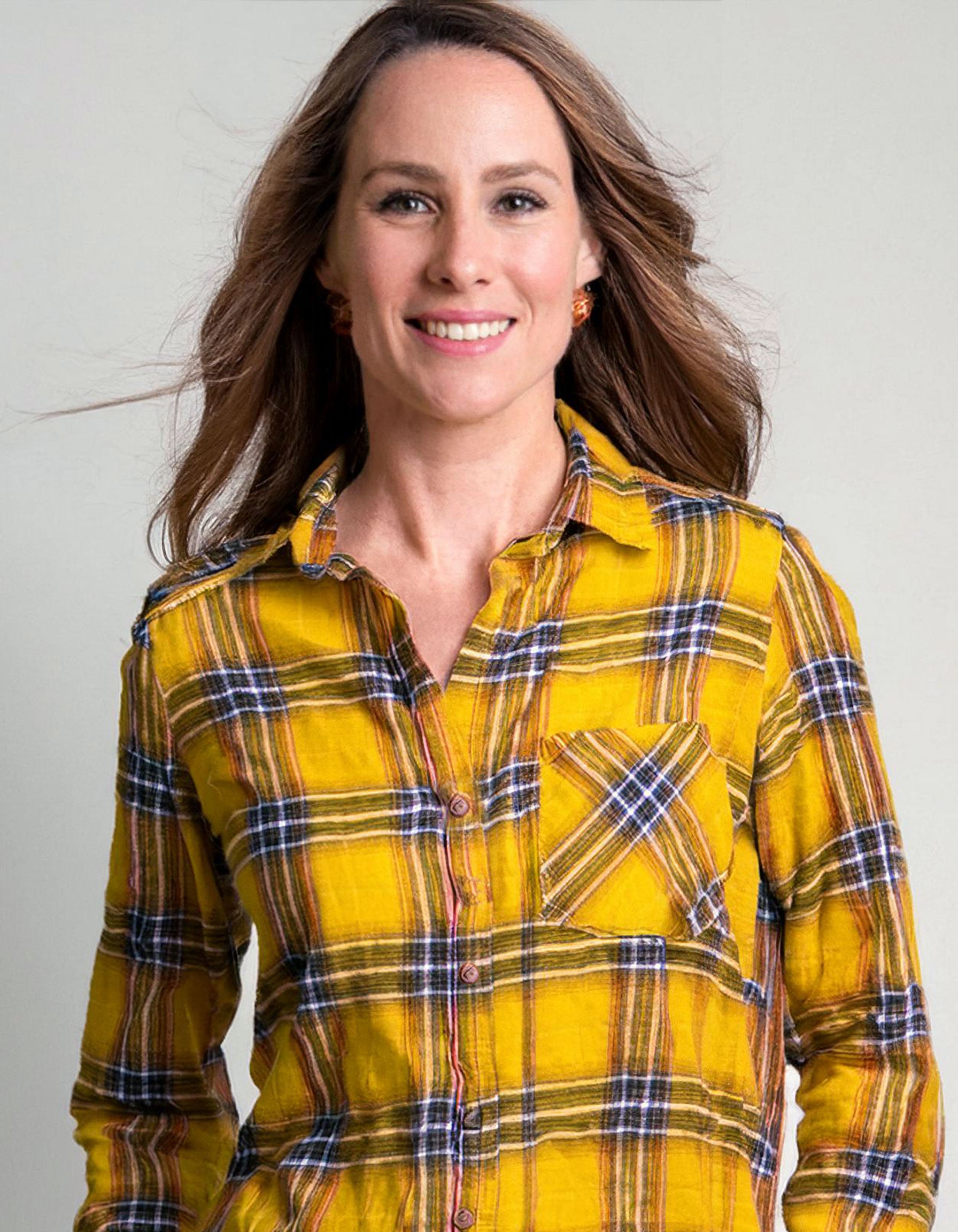 Sunshine Yellow Plaid Flannel Shirt 3