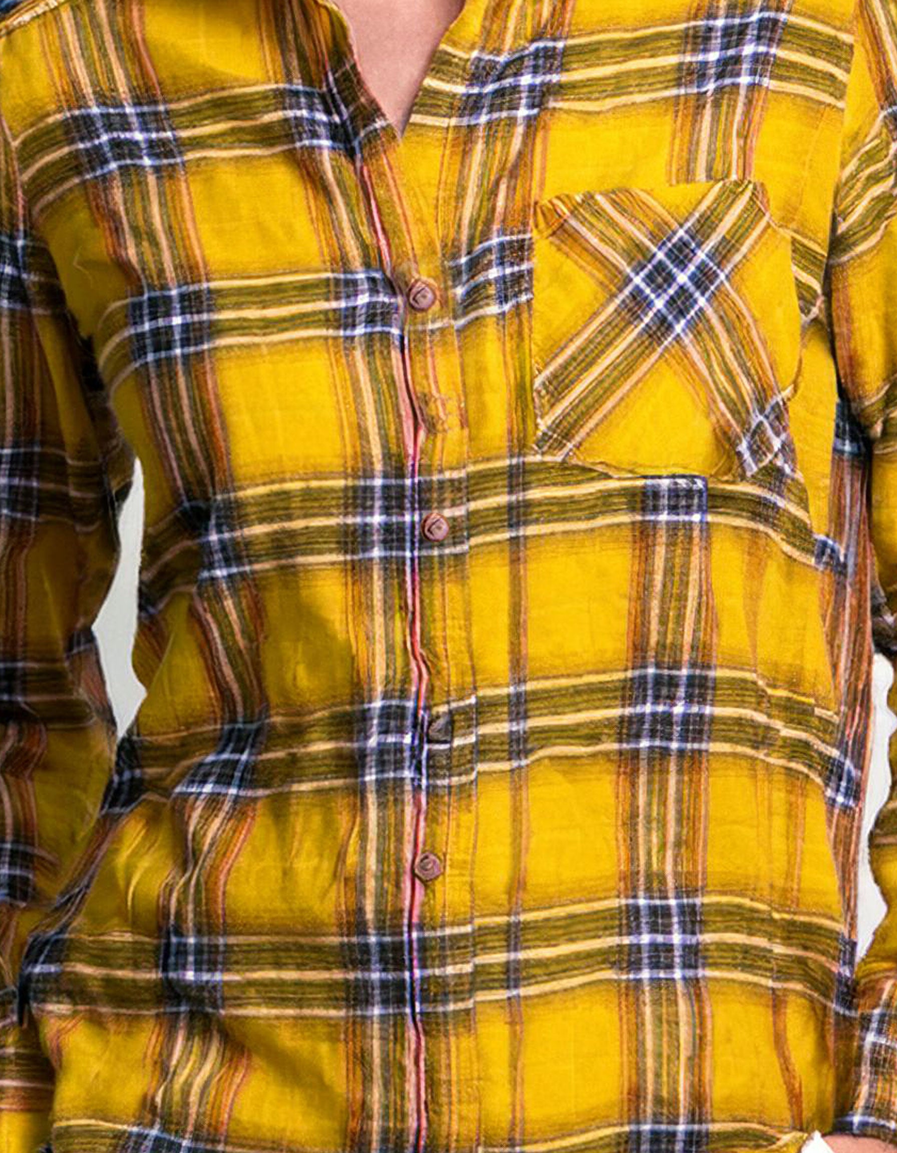 Sunshine Yellow Plaid Flannel Shirt 4