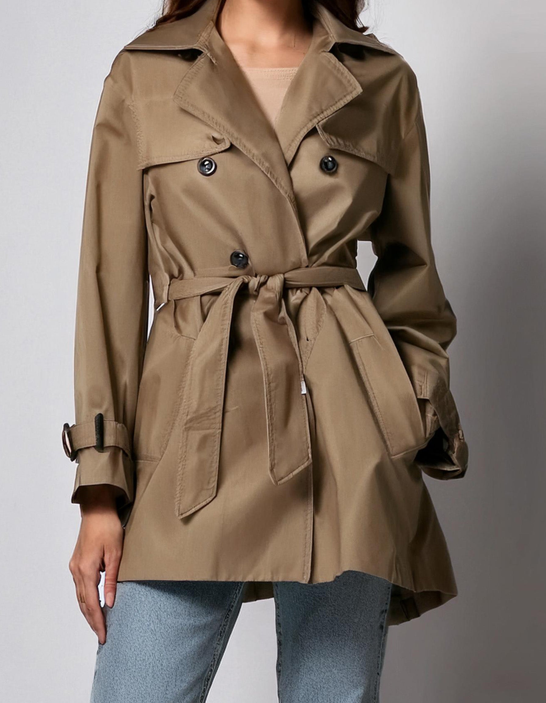 Tan Belted Trench Coats 2