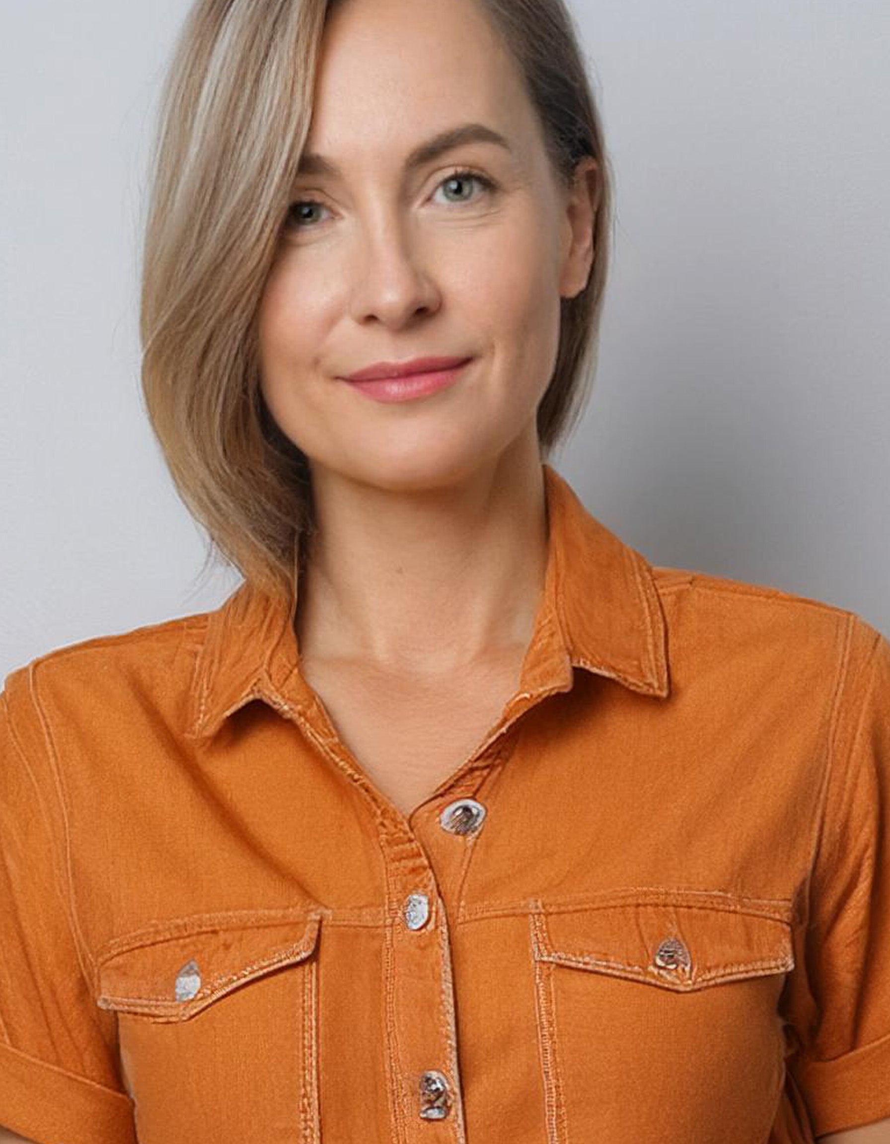 Tangerine Short Sleeve Shirt Dress 4