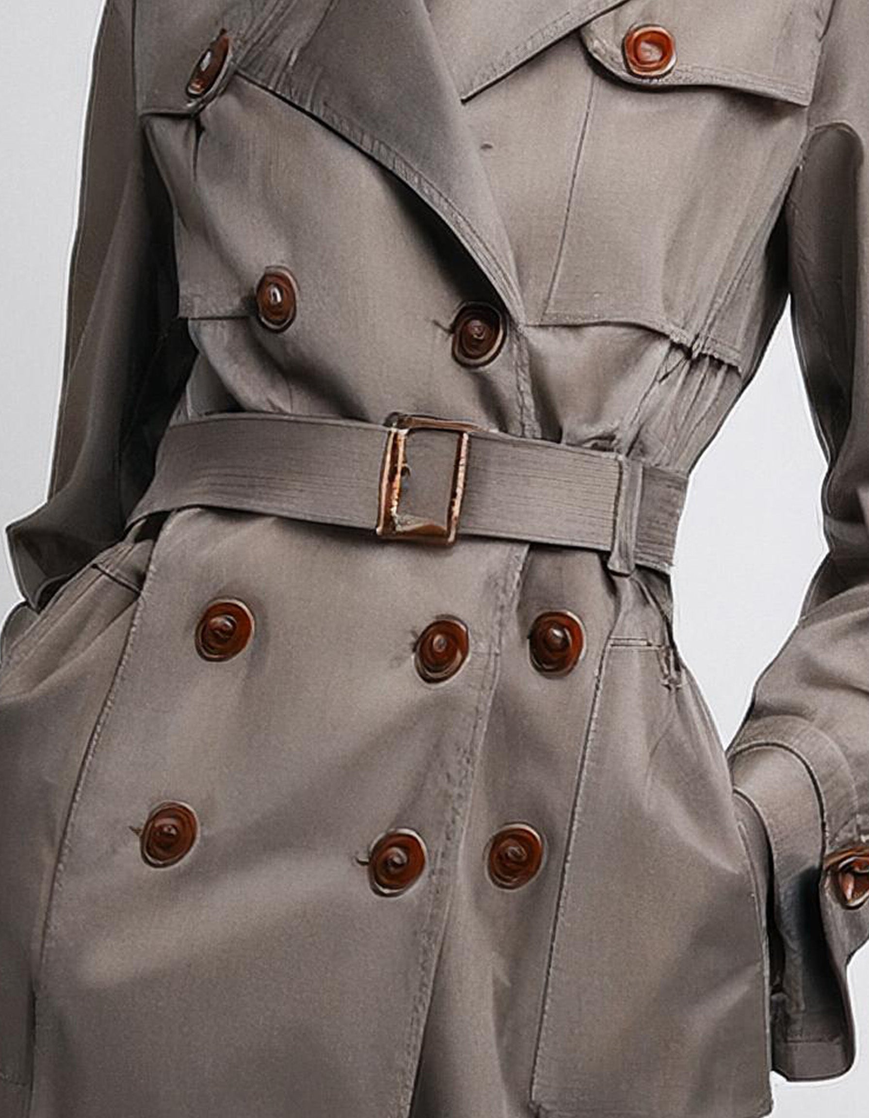 Taupe Slim Fit Trench Coats 3