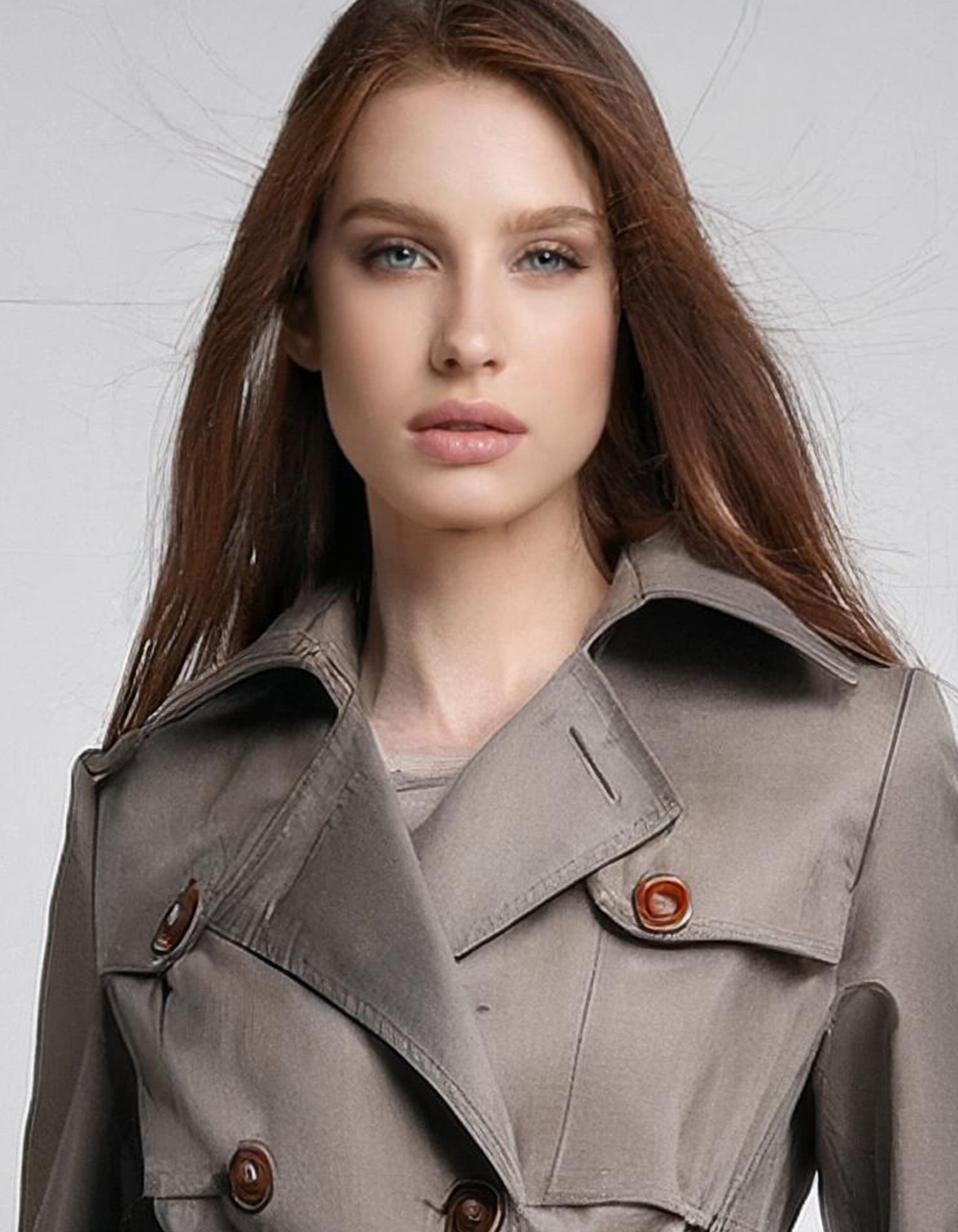 Taupe Slim Fit Trench Coats 4