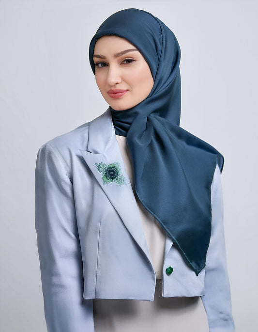 Teal Blue Crinkle Hijab