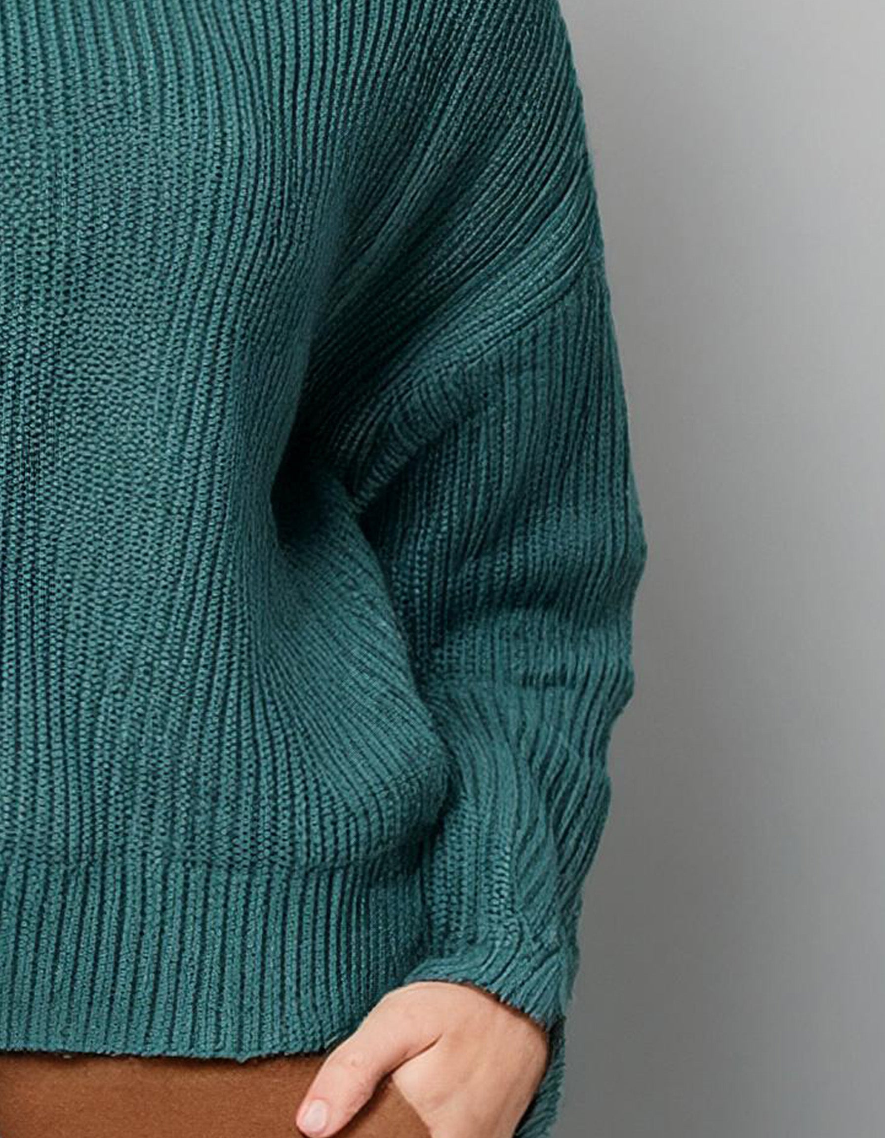 Teal Blue Relaxed Fit Turtleneck 3