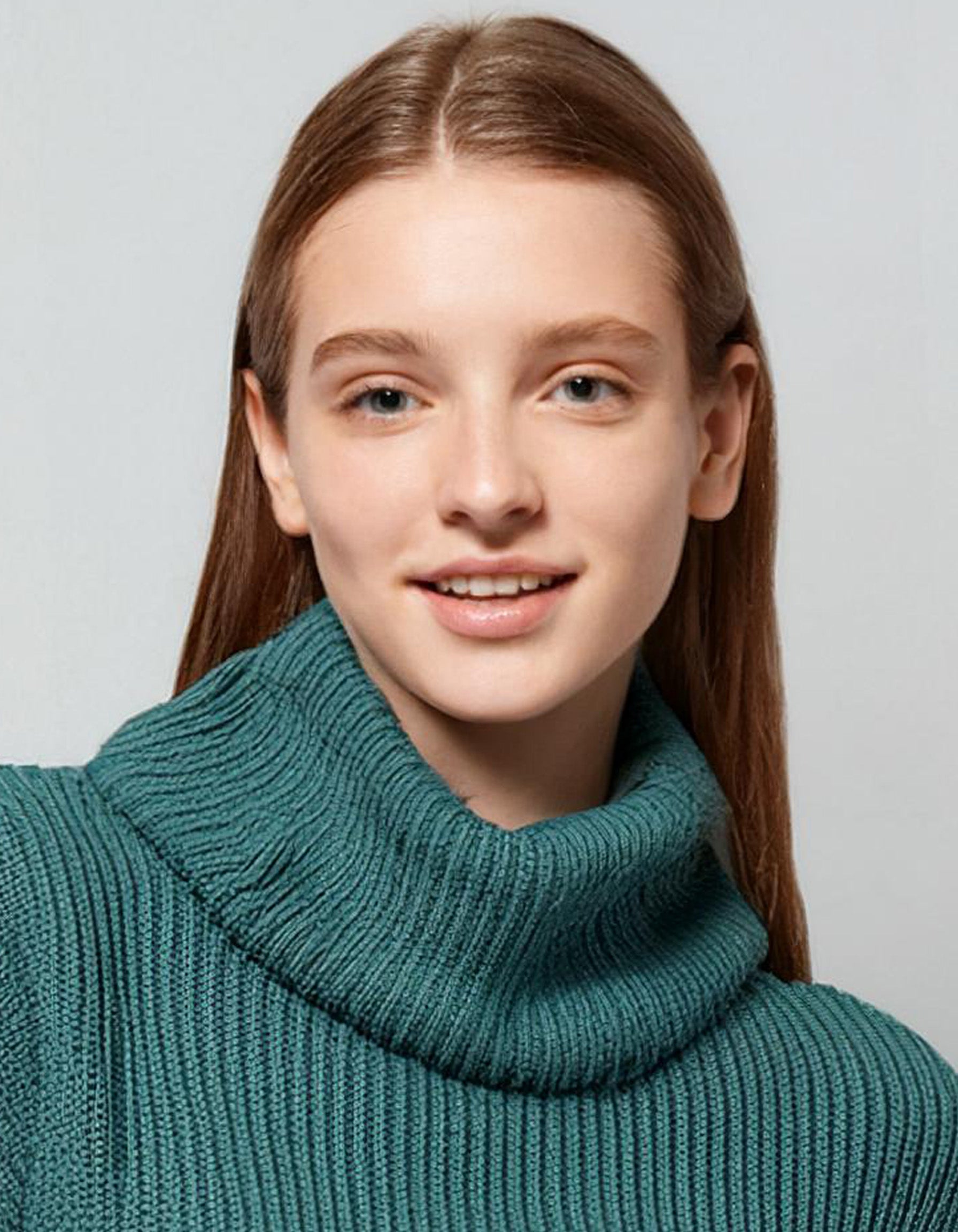 Teal Blue Relaxed Fit Turtleneck 4