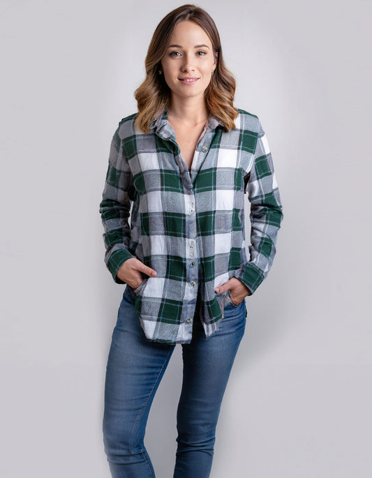 Teal Dream Check Flannel Shirt