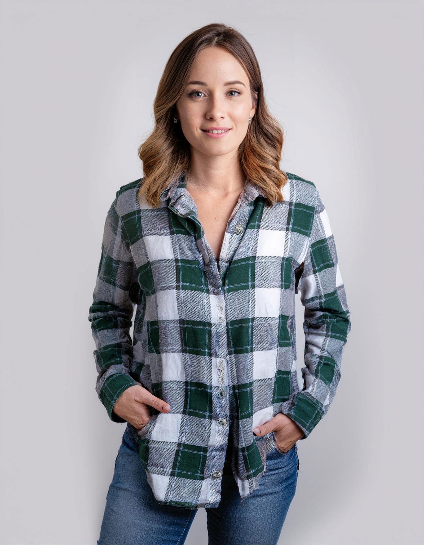 Teal Dream Check Flannel Shirt 2