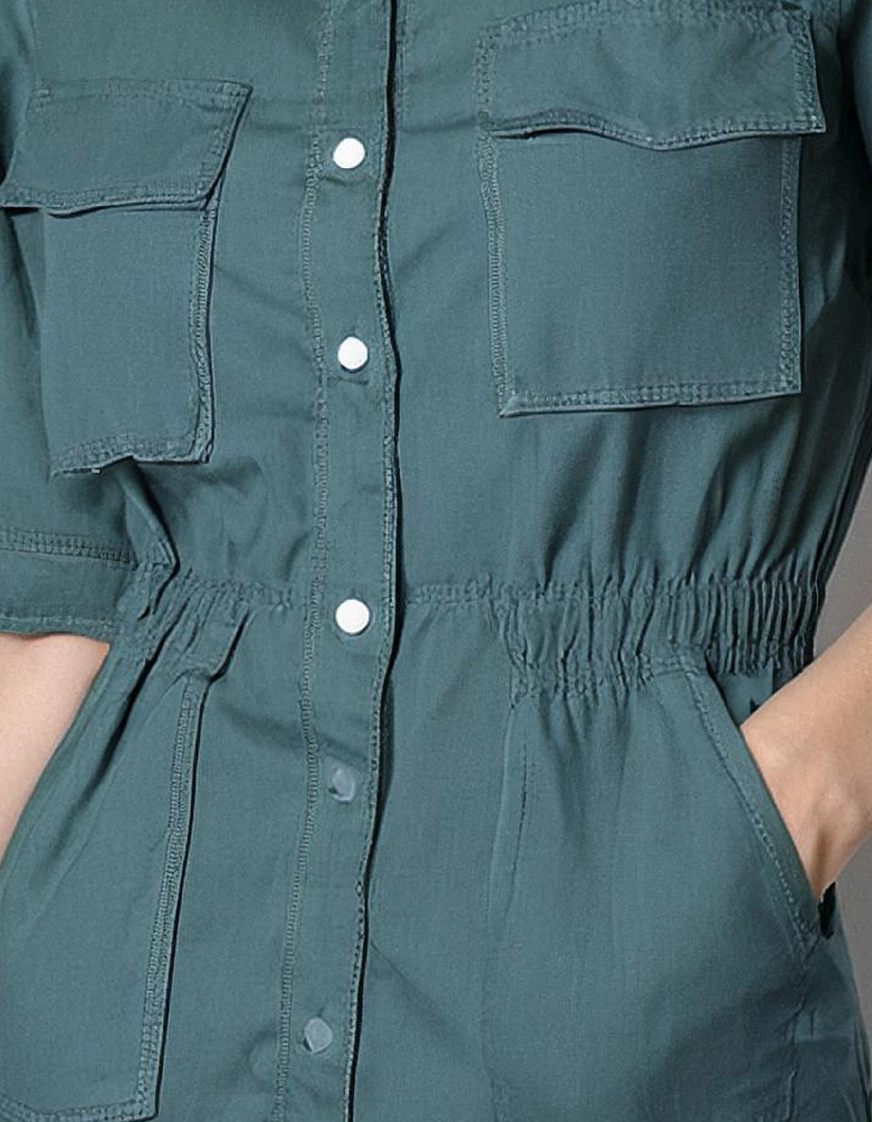 Teal Green Midi Shirt Dress 3