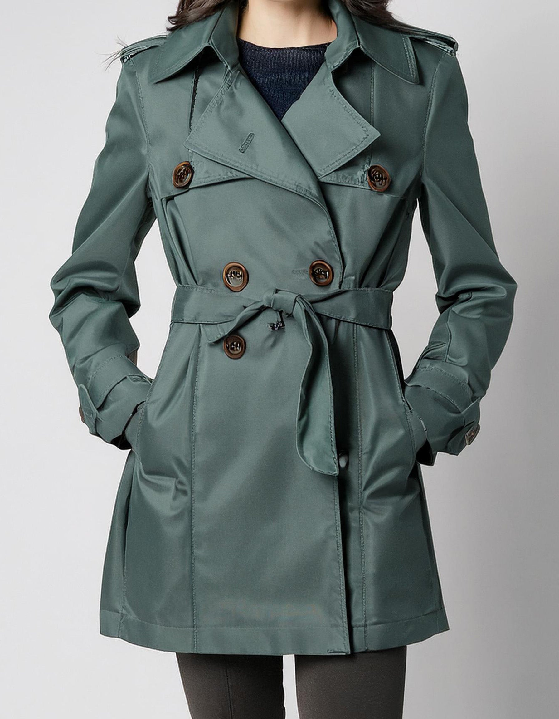 Teal Water-Resistant Trench Coats 2