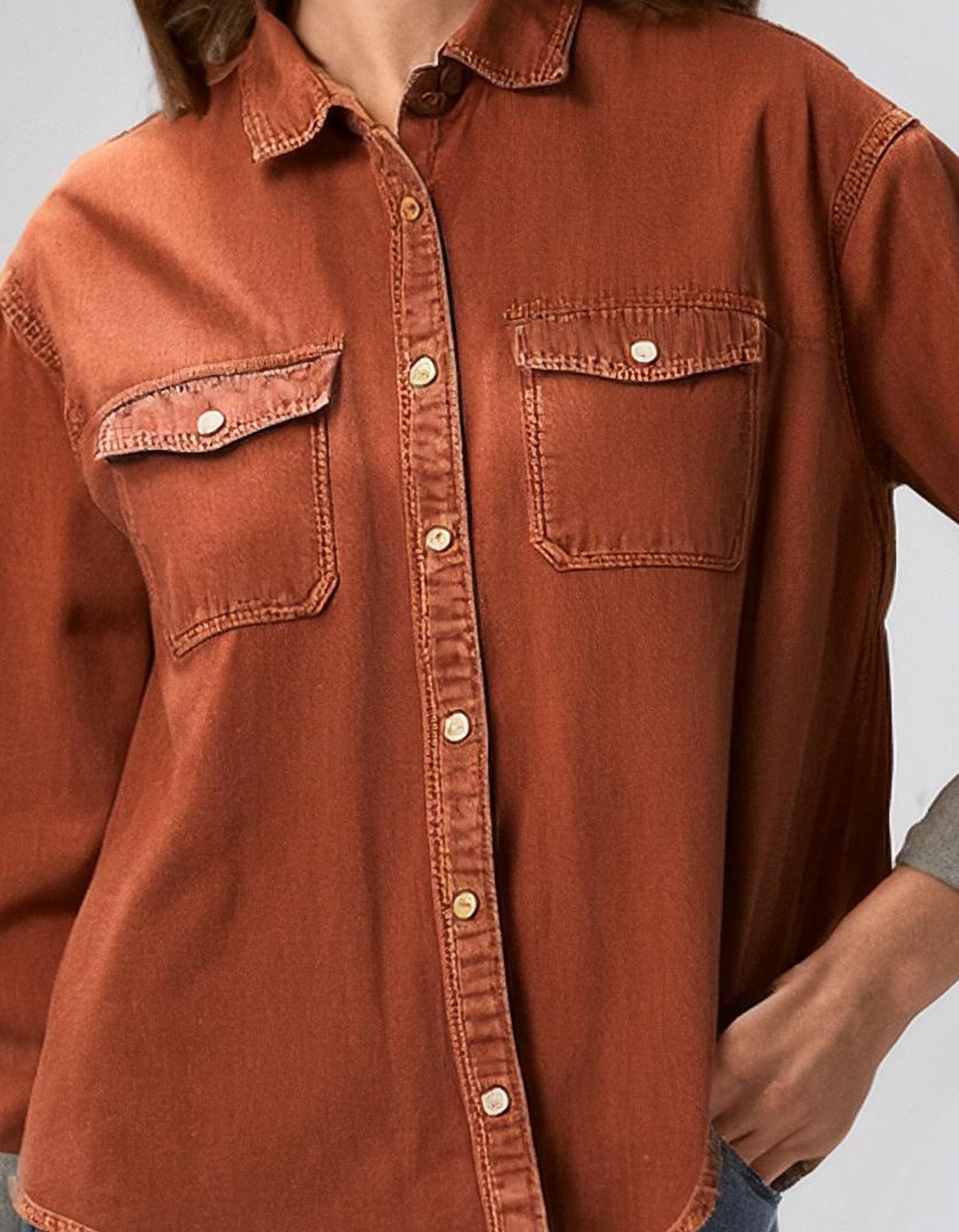 Terracotta Colored Denim Shirt 3