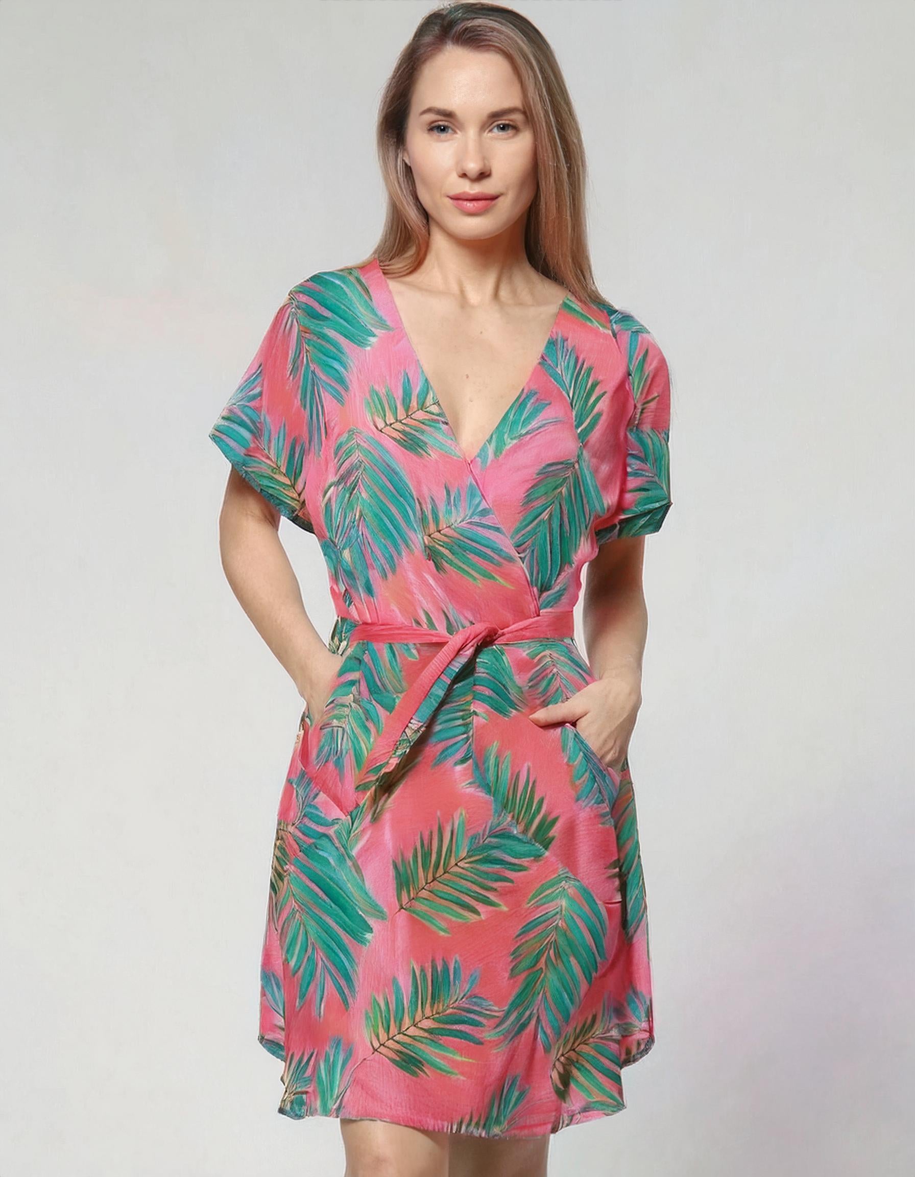 Tropical Leaf Wrap Midi