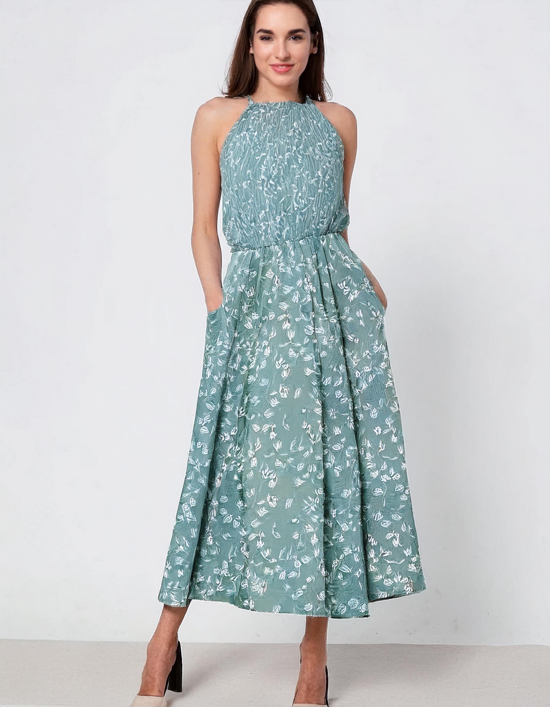Turquoise Paisley Midi Dress