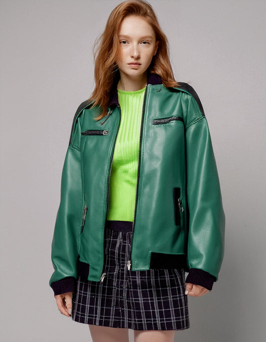 Vibrant Green Leather Jacket