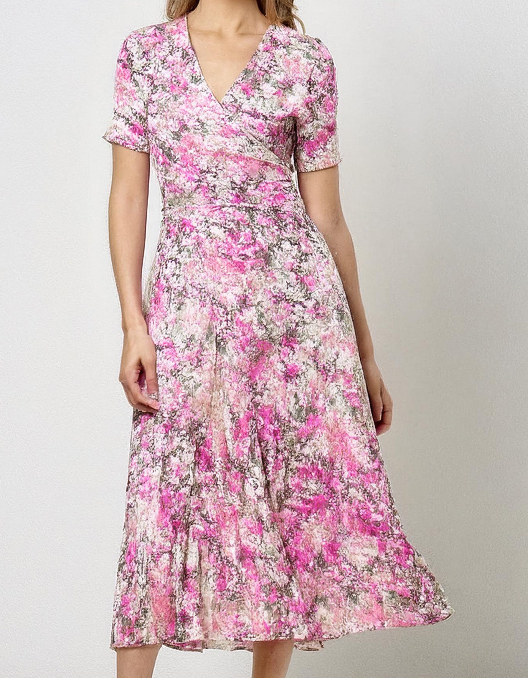 Vintage Pink Floral Midi Dress 2