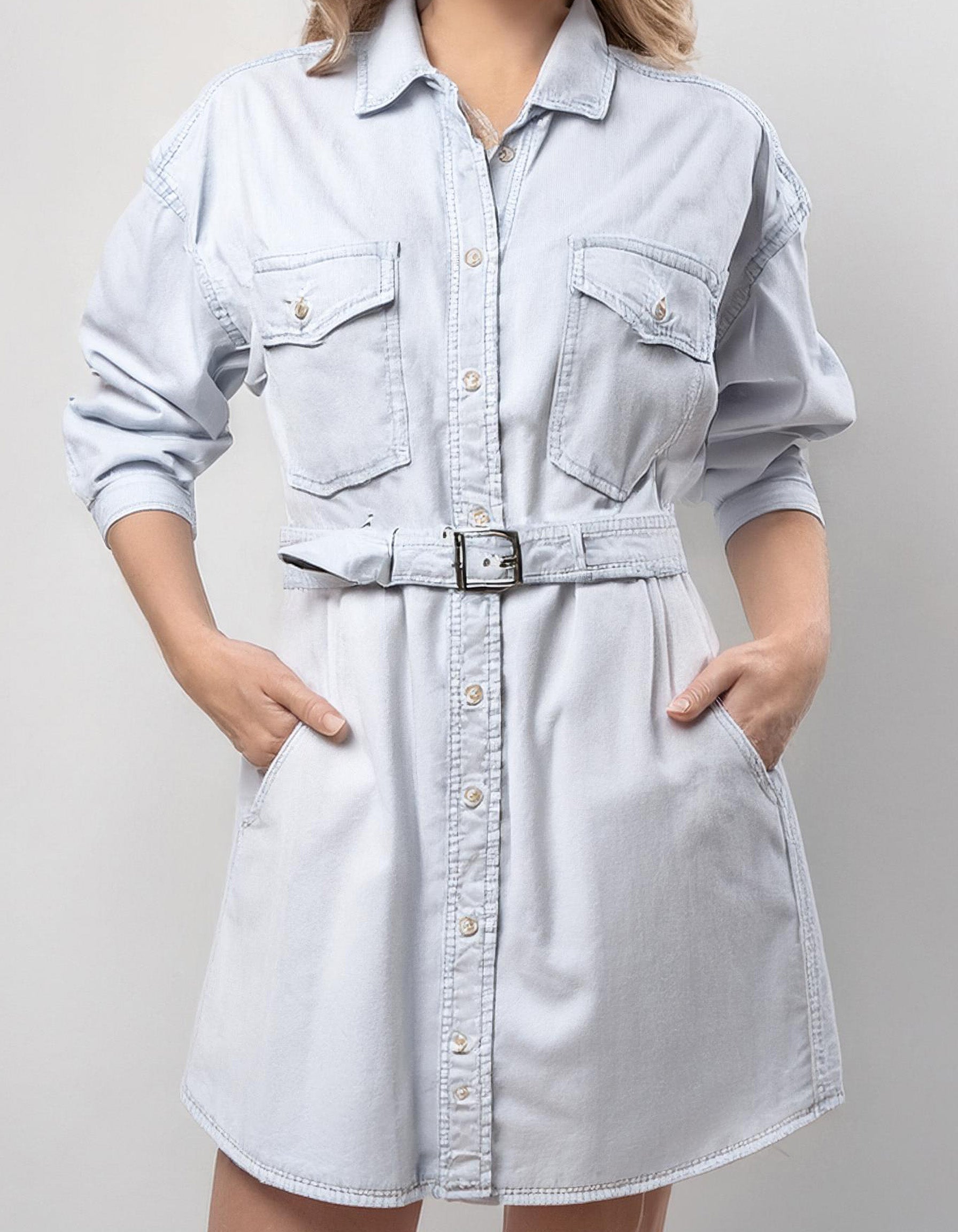 White Belted Shirt Dress 2