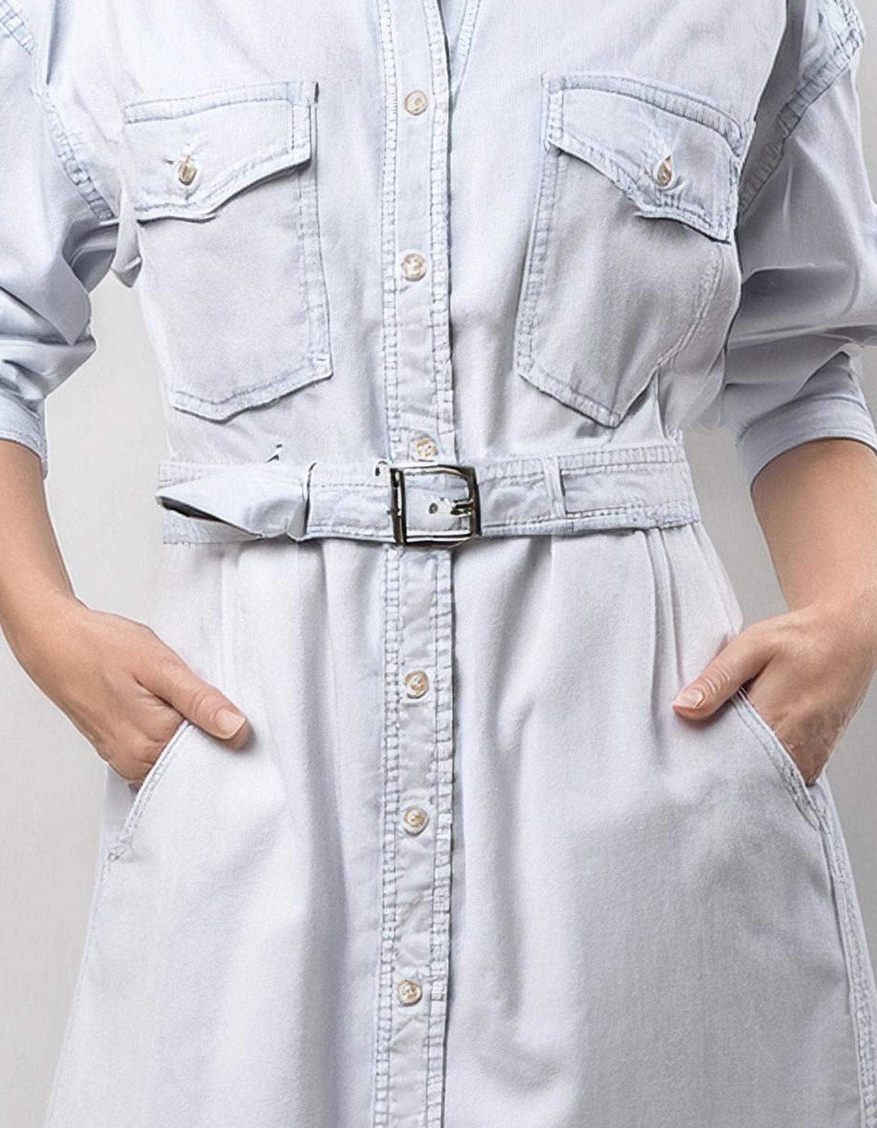 White Belted Shirt Dress 3