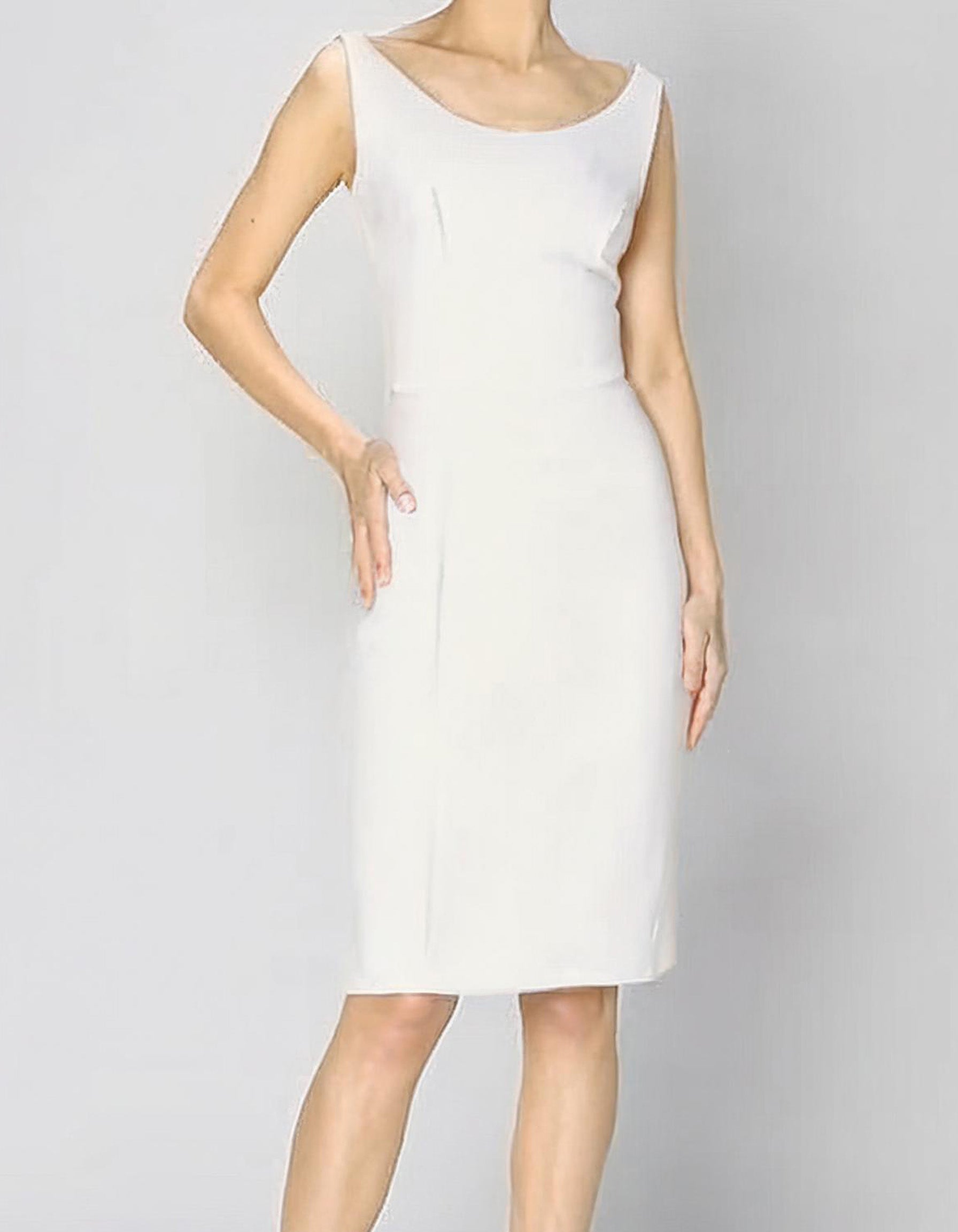 White Cap Sleeve Sheath Dress 2
