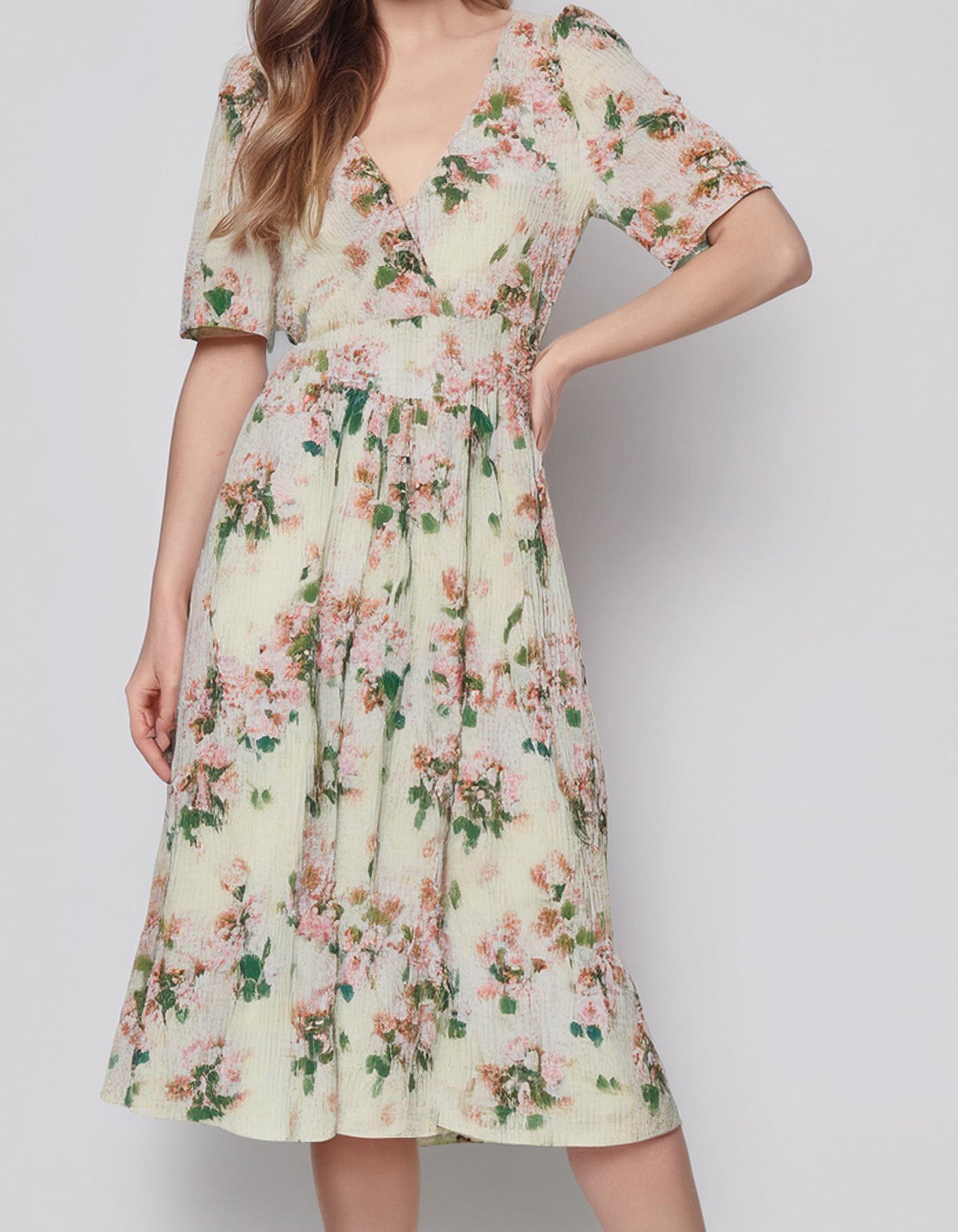White Floral Swing Midi Dress 2