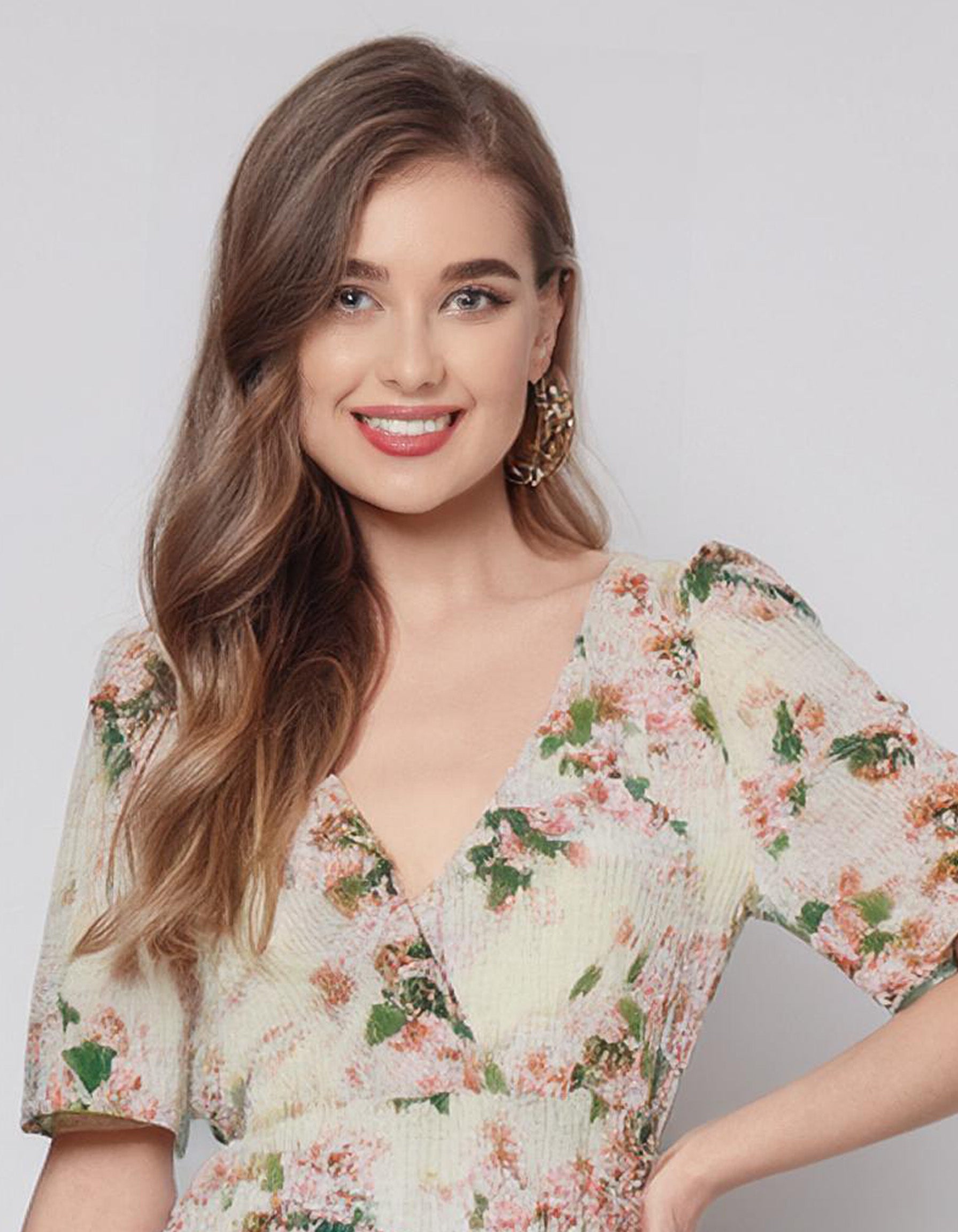 White Floral Swing Midi Dress 4