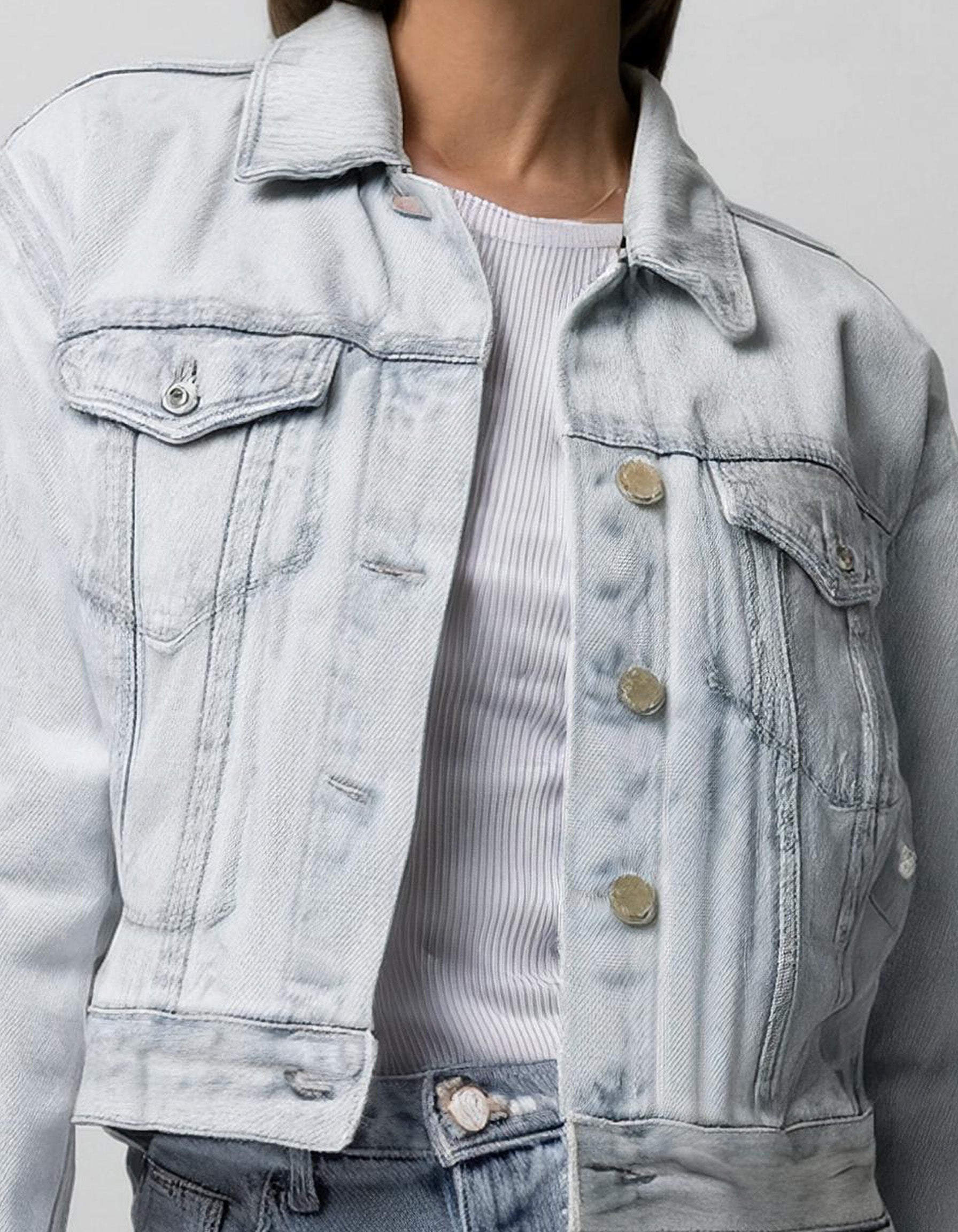 White Or Very Light Wash Denim Jacket 3