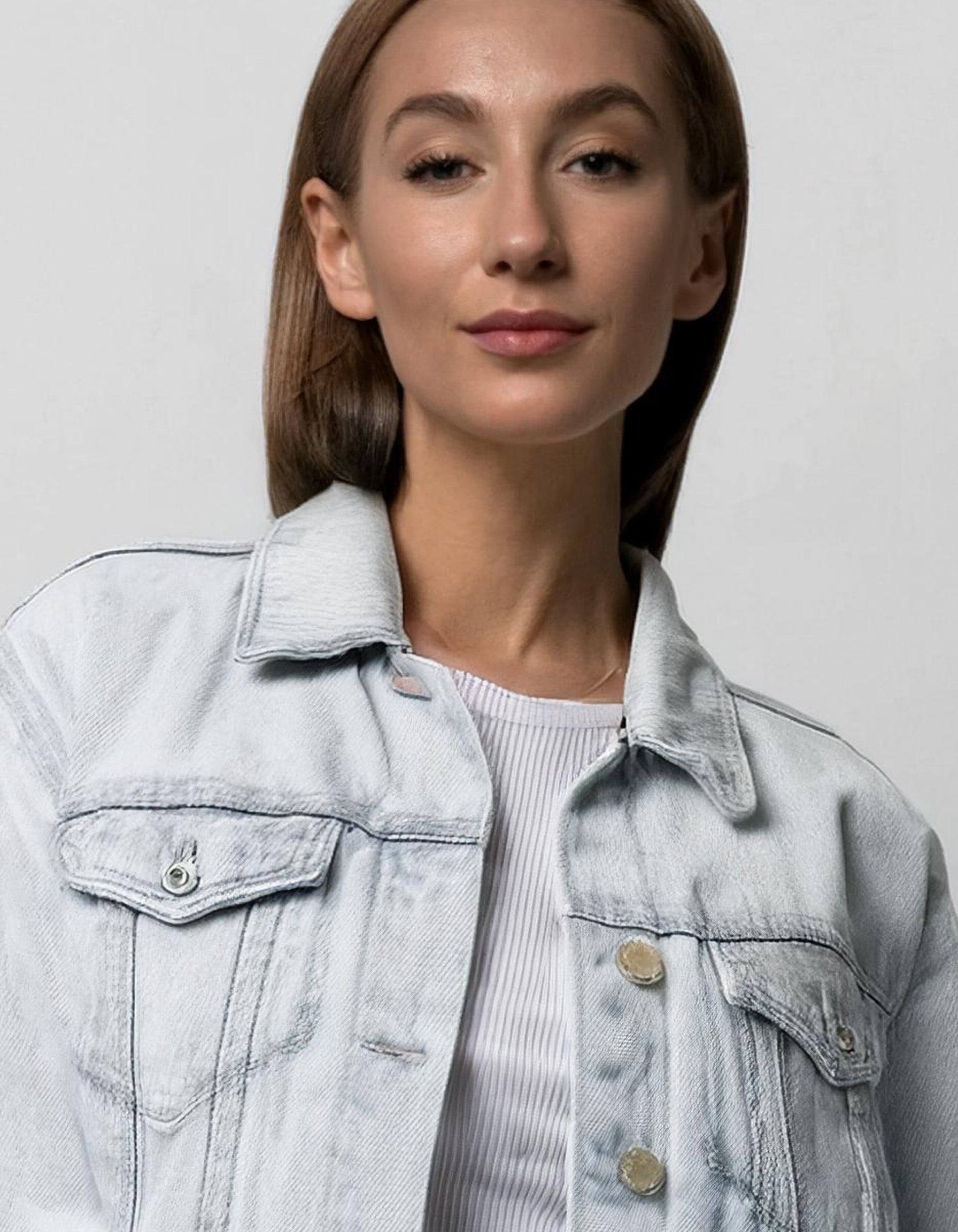 White Or Very Light Wash Denim Jacket 4