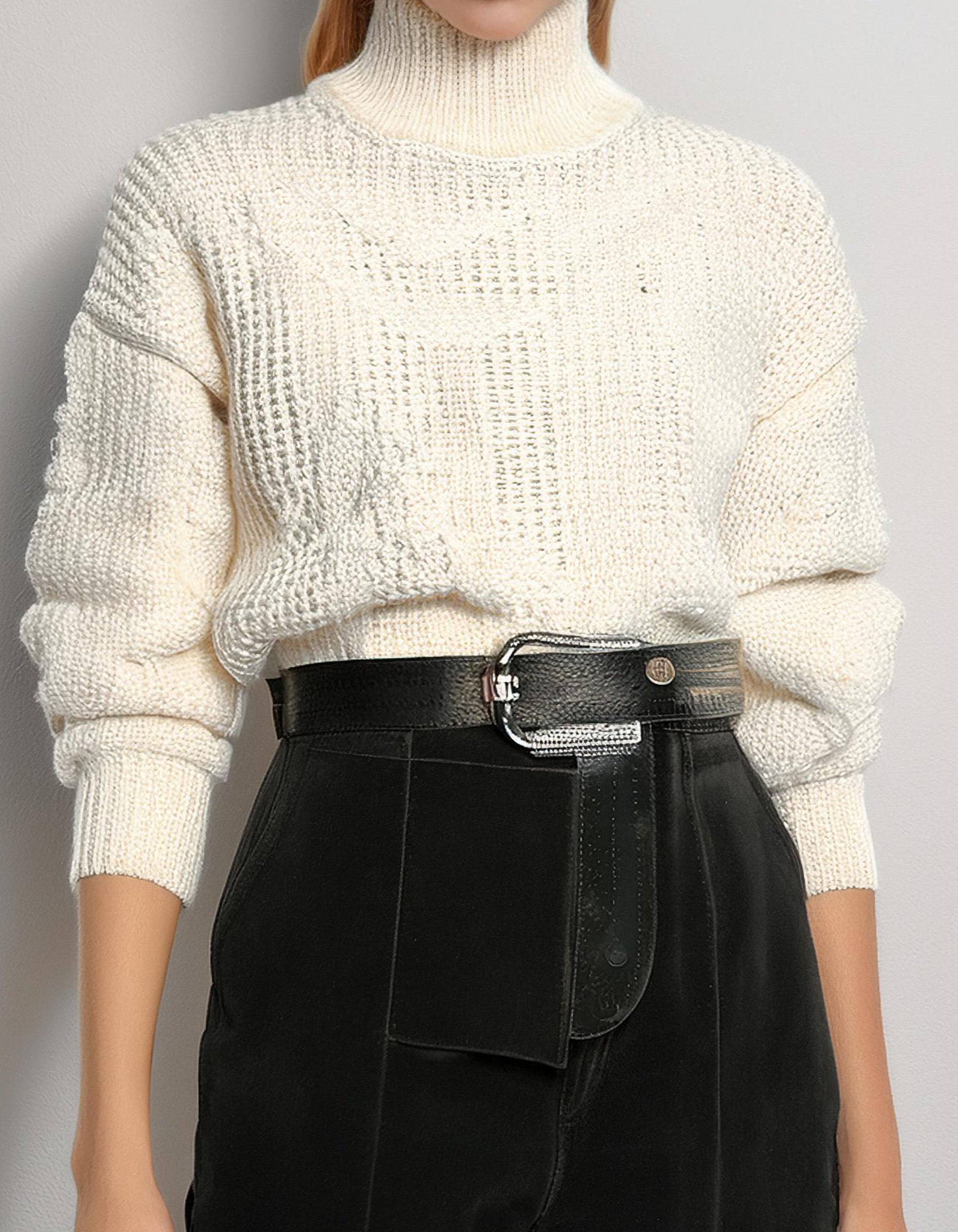 White Textured Knit Pullover 2