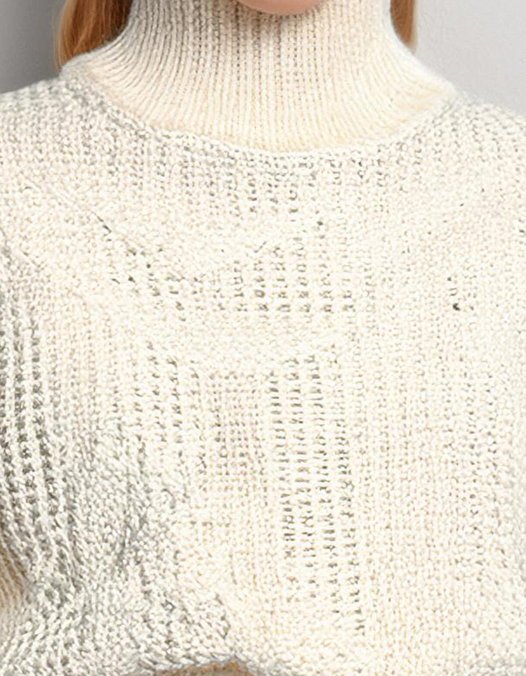 White Textured Knit Pullover 3