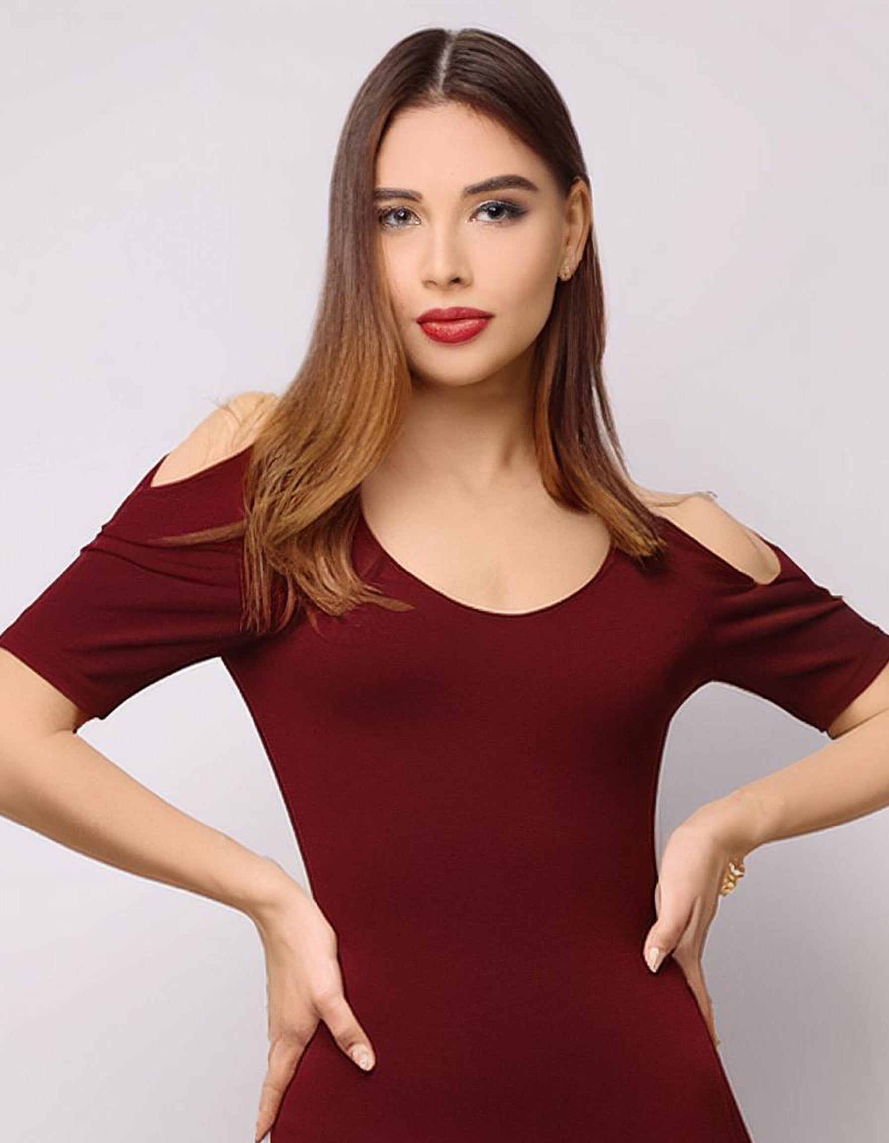Wine Charm Off-Shoulder Bodycon Dress 4