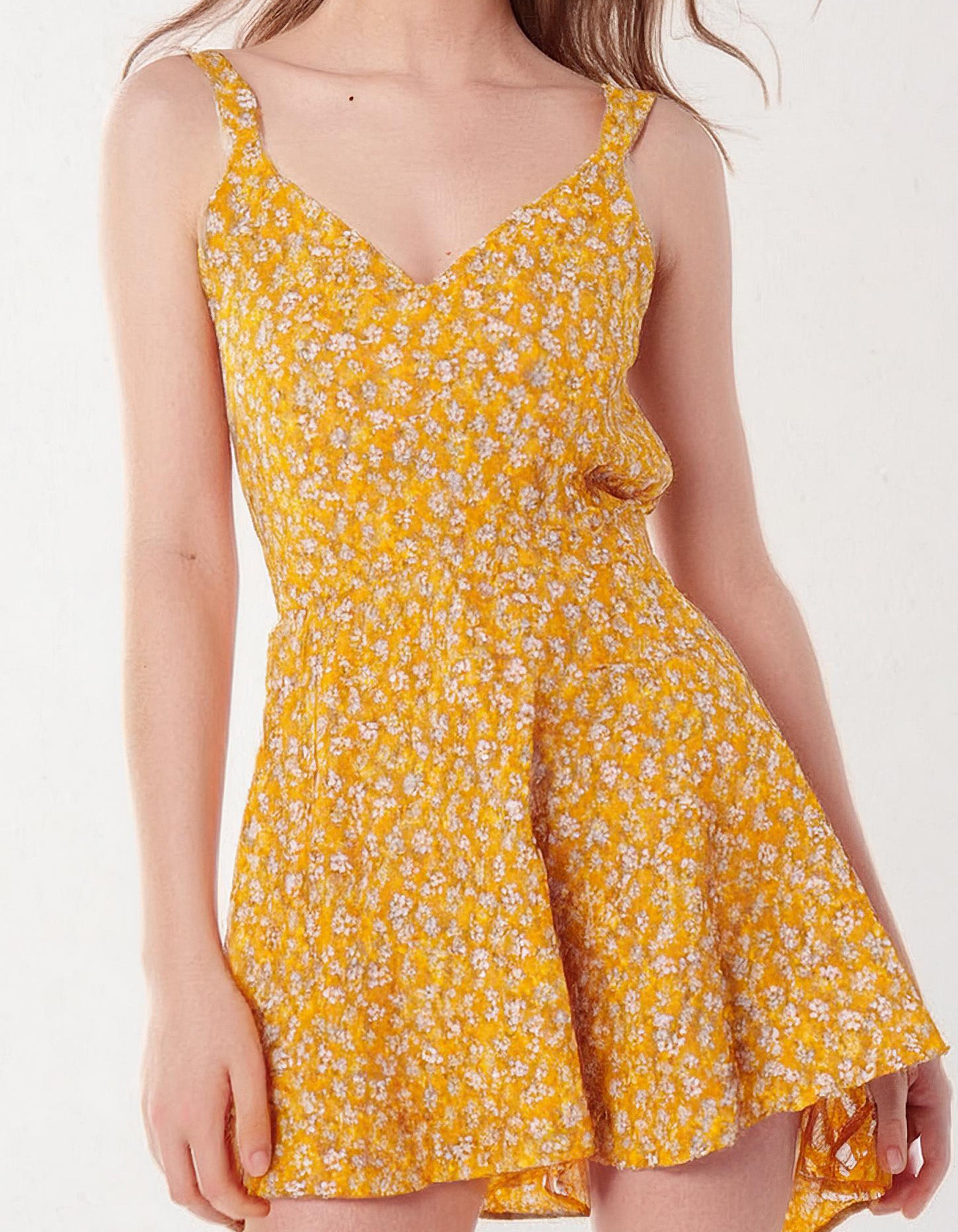 Yellow Floral Sundress A-Line Dress 2