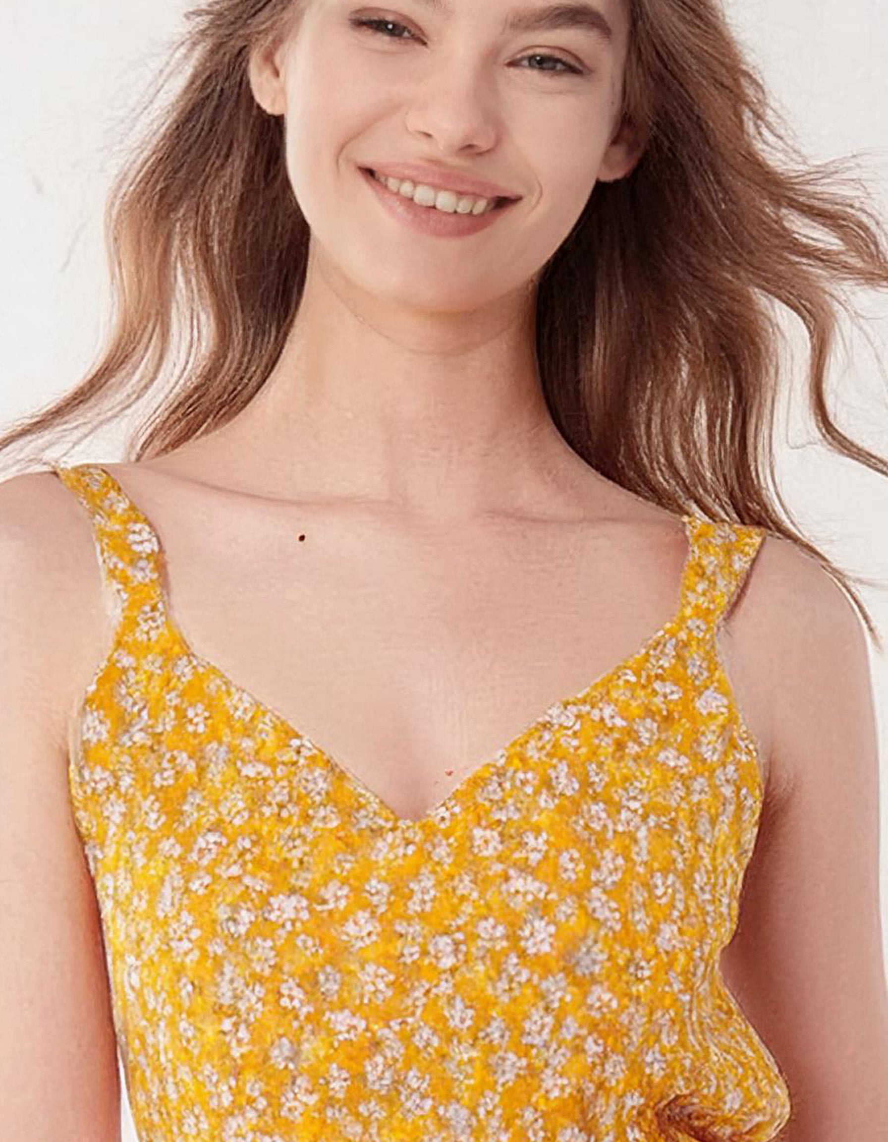 Yellow Floral Sundress A-Line Dress 4